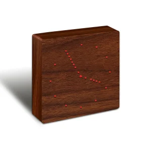 Gingko Analogue Click Wandklok Walnut – Red LED